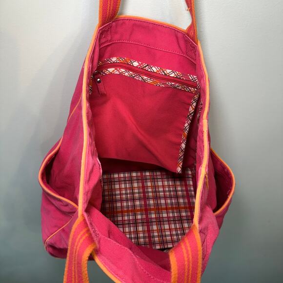 Vera Bradley Color Block Canvas Tote Bag Magenta Pink Orange - Picture 6 of 9